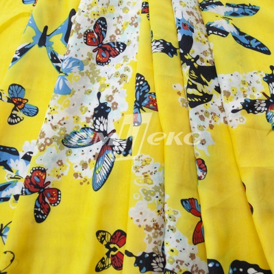 Плательная ткань "Софи" 7.2, 75 гр/м2, шир.150 см, принт бабочки - купить в Волгодонске. Цена 241.49 руб.