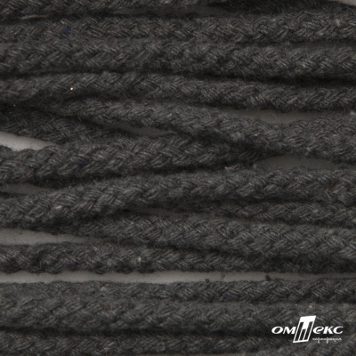 Шнур плетеный d-6 мм круглый, 70% хлопок 30% полиэстер, уп.90+/-1 м, цв.1088-т.серый - купить в Волгодонске. Цена: 588 руб.