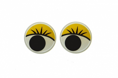 Глазки для игрушек, круглые, с бегающими зрачками, 12 мм/упак.50+/-2 шт, цв. -желтый - купить в Волгодонске. Цена: 95.04 руб.