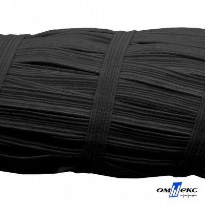 Резиновые нити с текстильным покрытием, шир. 6 мм (55 м/уп), цв.-черный - купить в Волгодонске. Цена: 212.90 руб.