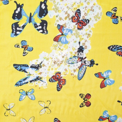 Плательная ткань "Софи" 7.2, 75 гр/м2, шир.150 см, принт бабочки - купить в Волгодонске. Цена 243.96 руб.