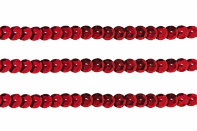 Пайетки "ОмТекс" на нитях, SILVER-BASE, 6 мм С / упак.73+/-1м, цв. 3 - красный - купить в Волгодонске. Цена: 468.37 руб.