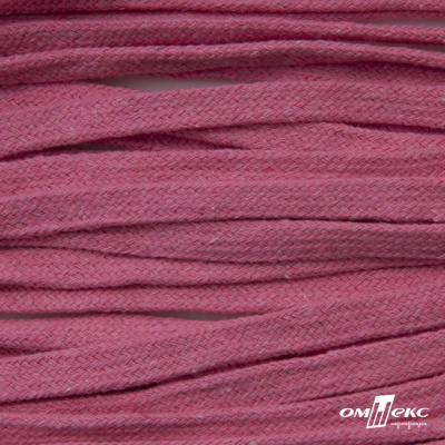 Шнур плетеный d-8 мм плоский, 70% хлопок 30% полиэстер, уп.85+/-1 м, цв.1029-розовый - купить в Волгодонске. Цена: 735 руб.