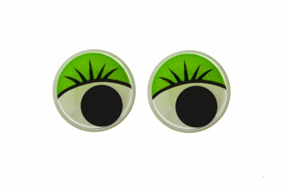 Глазки для игрушек, круглые, с бегающими зрачками, 15 мм/упак.50+/-2 шт, цв. -зеленый - купить в Волгодонске. Цена: 113.01 руб.