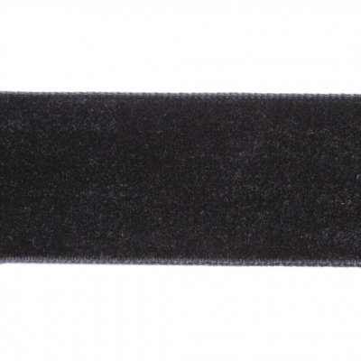 Лента бархатная нейлон, шир.25 мм, (упак. 45,7м), цв.03-черный - купить в Волгодонске. Цена: 809.01 руб.