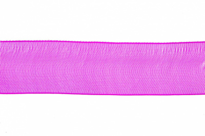 Лента органза 1015, шир. 10 мм/уп. 22,8+/-0,5 м, цвет ярк.розовый - купить в Волгодонске. Цена: 38.39 руб.