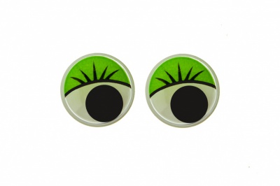Глазки для игрушек, круглые, с бегающими зрачками, 12 мм/упак.50+/-2 шт, цв. -зеленый - купить в Волгодонске. Цена: 95.04 руб.