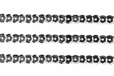 Пайетки "ОмТекс" на нитях, SILVER-BASE, 6 мм С / упак.73+/-1м, цв. 1 - серебро - купить в Волгодонске. Цена: 468.37 руб.