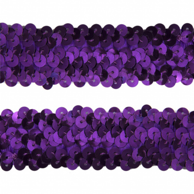 Тесьма с пайетками 12, шир. 30 мм/уп. 25+/-1 м, цвет фиолет - купить в Волгодонске. Цена: 1 098.48 руб.