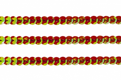 Пайетки "ОмТекс" на нитях, CREAM, 6 мм С / упак.73+/-1м, цв. 96 - красный - купить в Волгодонске. Цена: 484.77 руб.