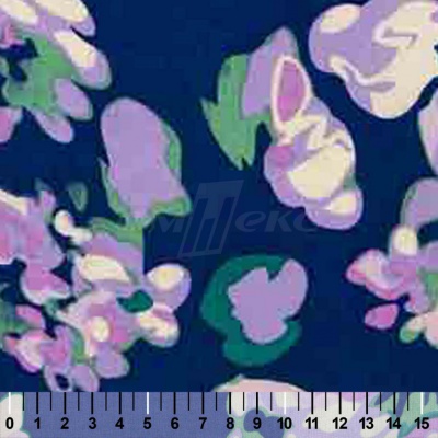 Штапель принт (100% вискоза) D4,C3, 110 гр/м2, шир.140см, принт цветы/василёк - купить в Волгодонске. Цена 343 руб.