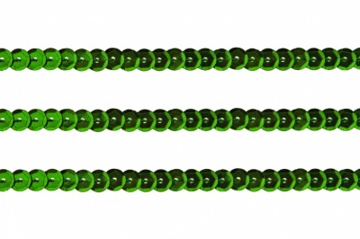 Пайетки "ОмТекс" на нитях, SILVER-BASE, 6 мм С / упак.73+/-1м, цв. 4 - зеленый - купить в Волгодонске. Цена: 484.77 руб.