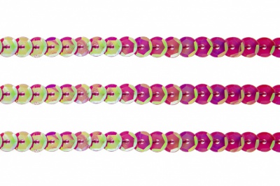 Пайетки "ОмТекс" на нитях, CREAM, 6 мм С / упак.73+/-1м, цв. 89 - розовый - купить в Волгодонске. Цена: 468.37 руб.