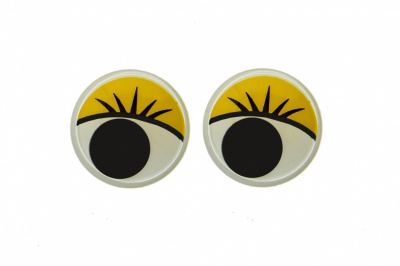 Глазки для игрушек, круглые, с бегающими зрачками, 15 мм/упак.50+/-2 шт, цв. -желтый - купить в Волгодонске. Цена: 113.01 руб.