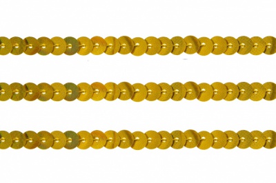 Пайетки "ОмТекс" на нитях, SILVER SHINING, 6 мм F / упак.91+/-1м, цв. 48 - золото - купить в Волгодонске. Цена: 356.19 руб.