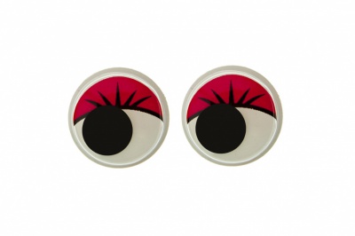 Глазки для игрушек, круглые, с бегающими зрачками, 12 мм/упак.50+/-2 шт, цв. -красный - купить в Волгодонске. Цена: 95.04 руб.