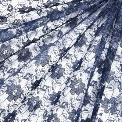 Кружевное полотно гипюр 10102, шир.150 см, цвет т.синий/dark blue - купить в Волгодонске. Цена 177.14 руб.