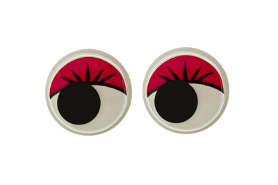 Глазки для игрушек, круглые, с бегающими зрачками, 15 мм/упак.50+/-2 шт, цв. -красный - купить в Волгодонске. Цена: 113.01 руб.